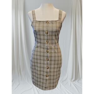 Altar'd State Green Plaid Dress with Buttons‎ Sleeveless Juniors Size Medium